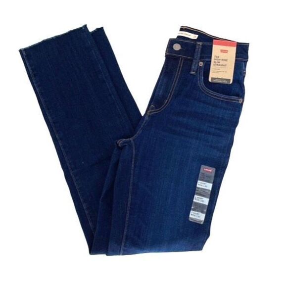 Levi's Womens 724 High Rise Dark Wash Slim Straight Jeans Blue Size 26 NWT‎ - Picture 6 of 15
